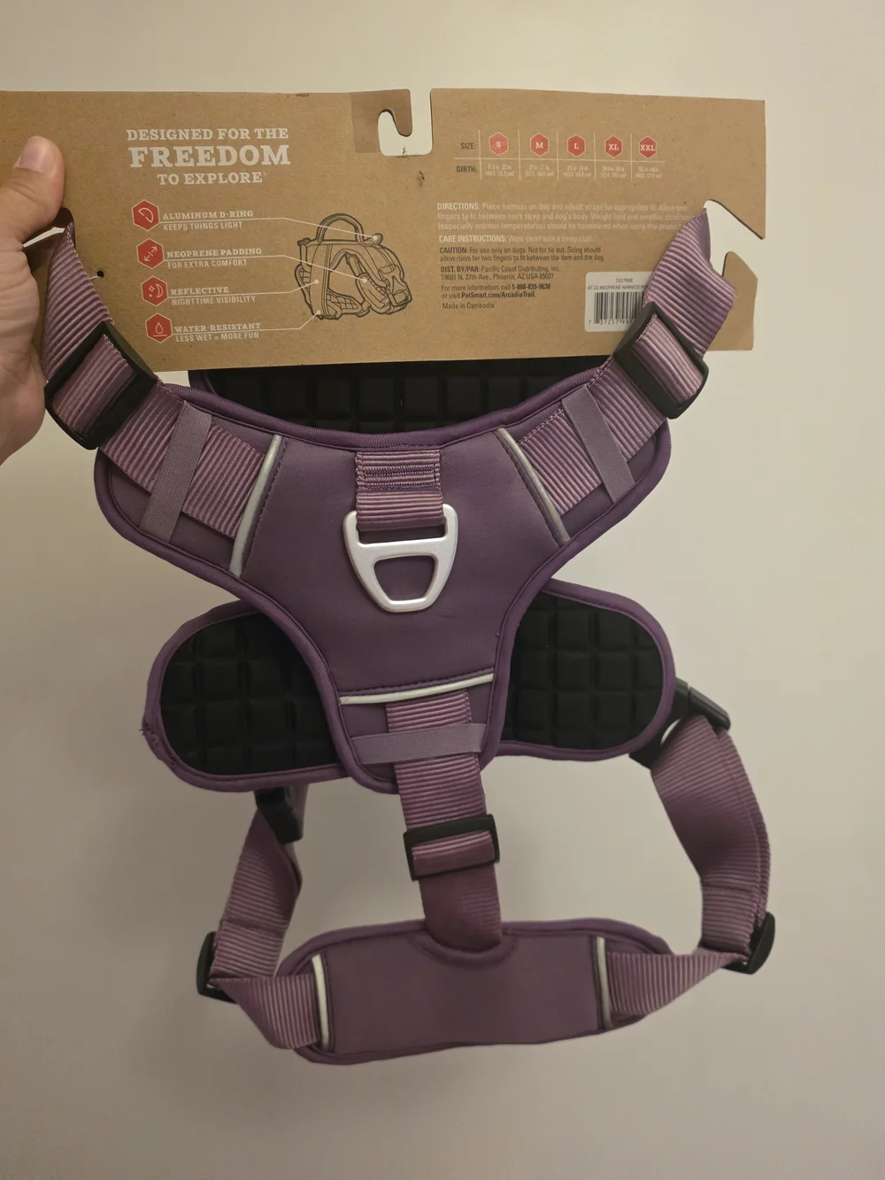 Arcadia Purple Dog Harness with Multicolor Front Strap